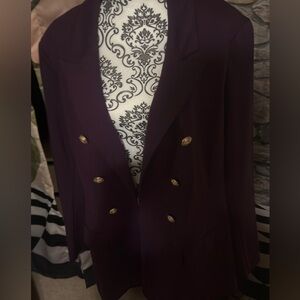 Lane Bryant Burgundy Blazer with Gold Accents